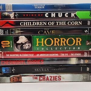 9 Horror DVD Lot (24 Movies) Halloween Hellraiser Amityville Cave Others